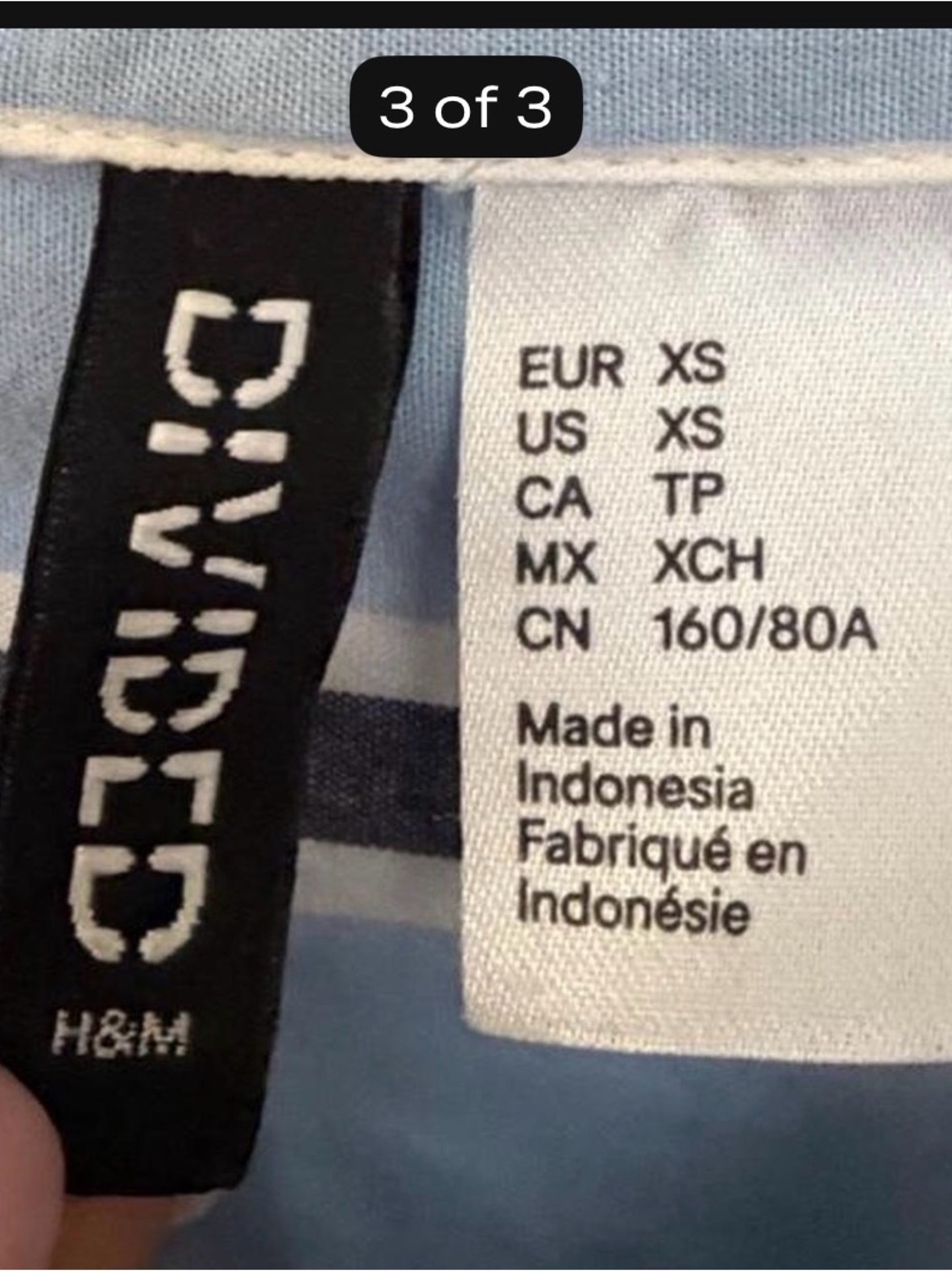 H&M Light Blue Vertical Striped Button-Down Shirt - Men's - Picture 3 of 3